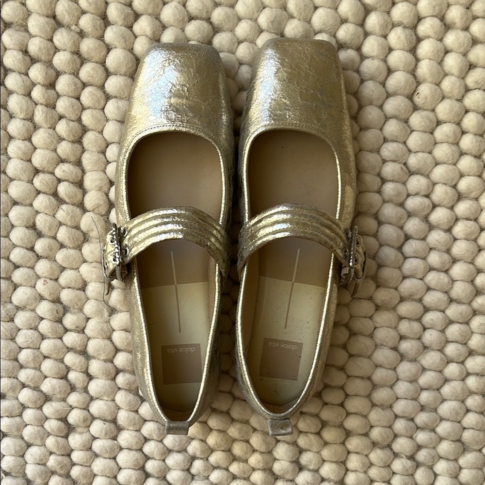 Gold Mary Jane Flats